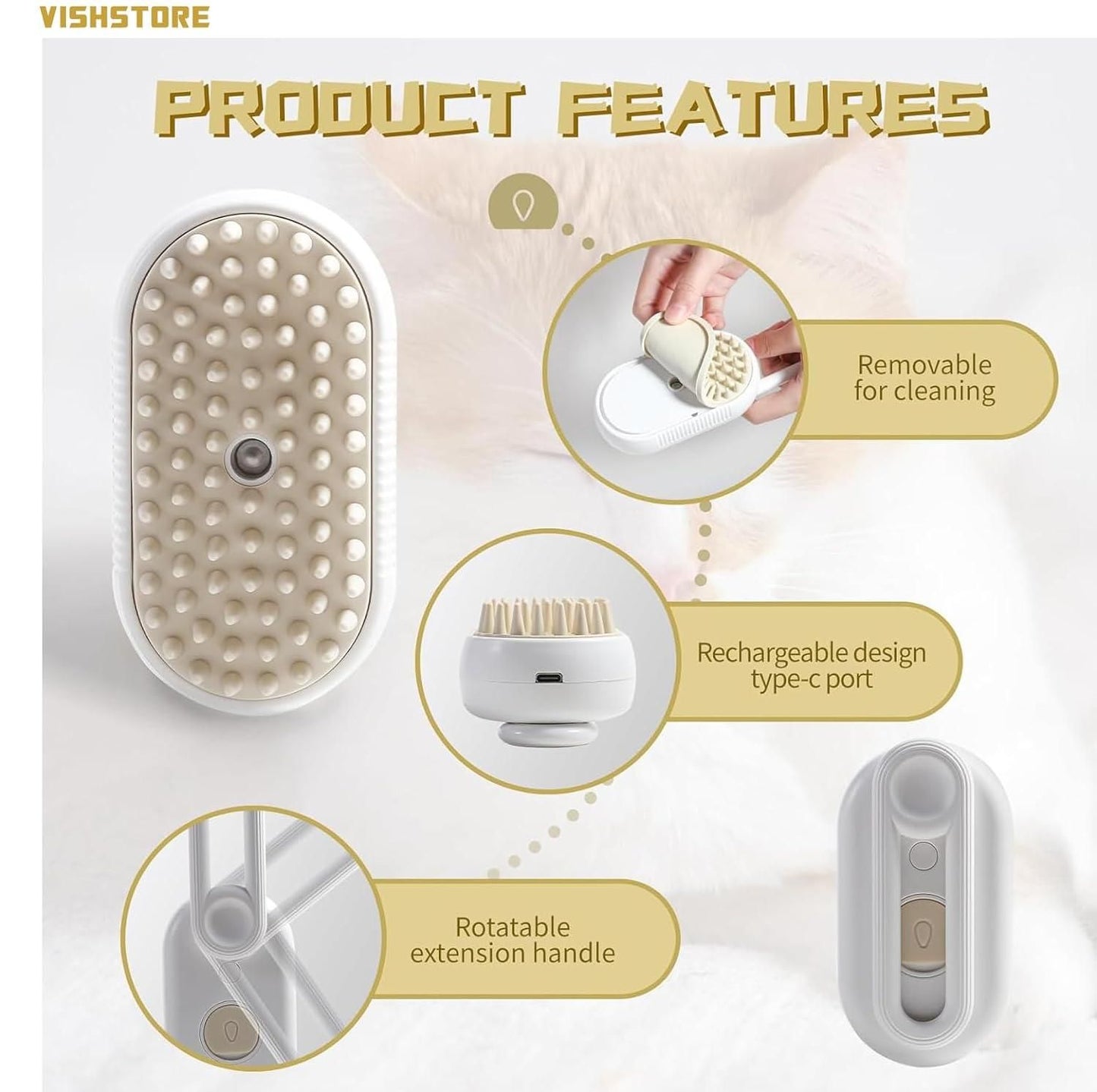 2-in-1 Steam Cleaner & Grooming Brush