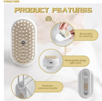 2-in-1 Steam Cleaner & Grooming Brush