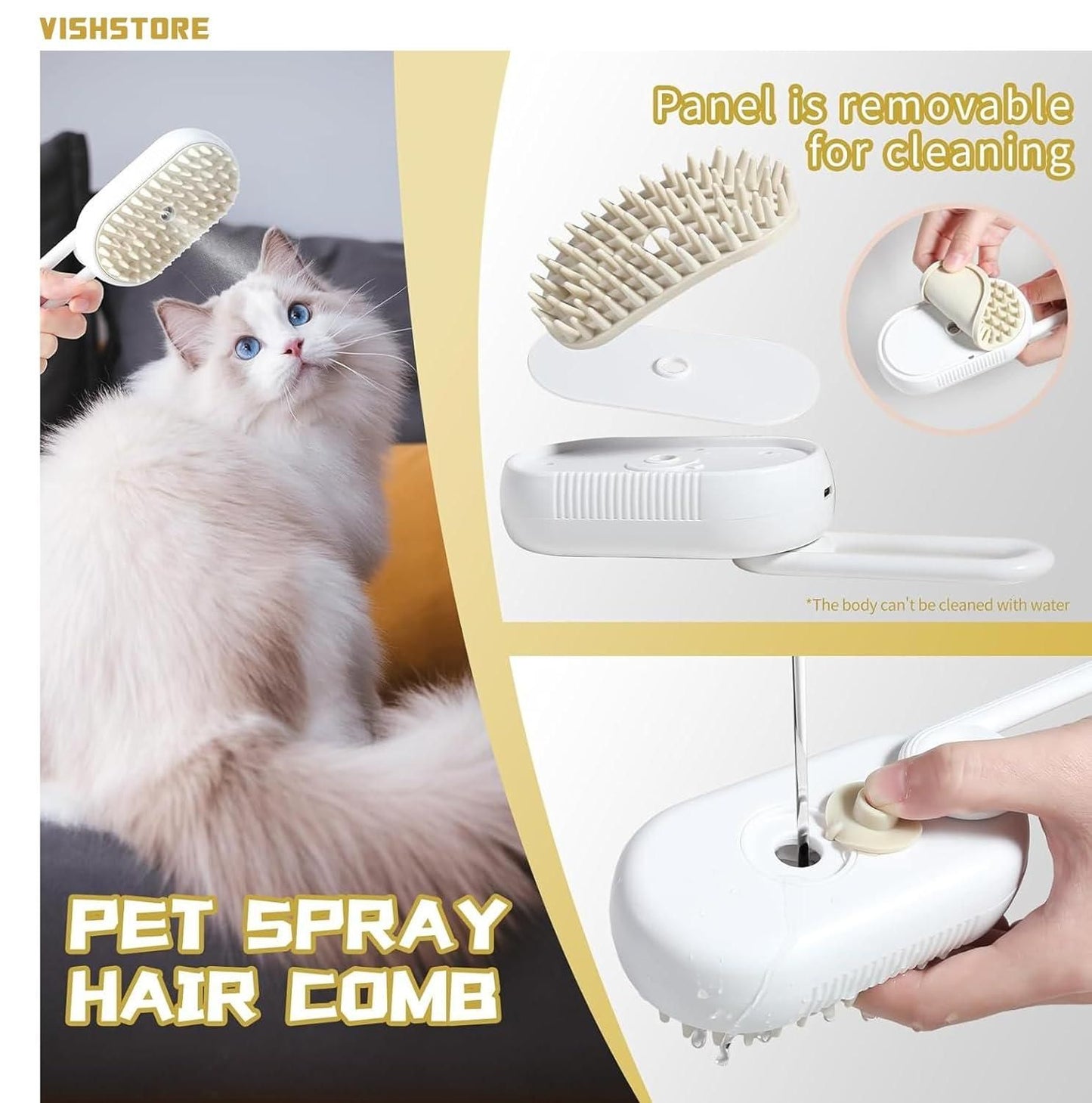 2-in-1 Steam Cleaner & Grooming Brush